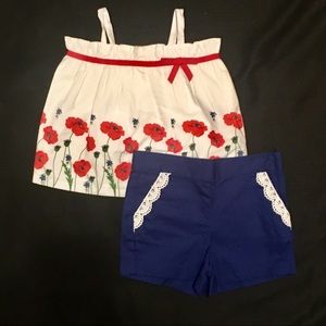 🆕 Janie & Jack White/Red/Blue Poppy Shorts Set